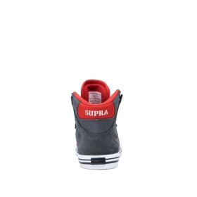 Kids Supra High Top Shoes VAIDER Dk Grey/Risk Red/white | AU-24182